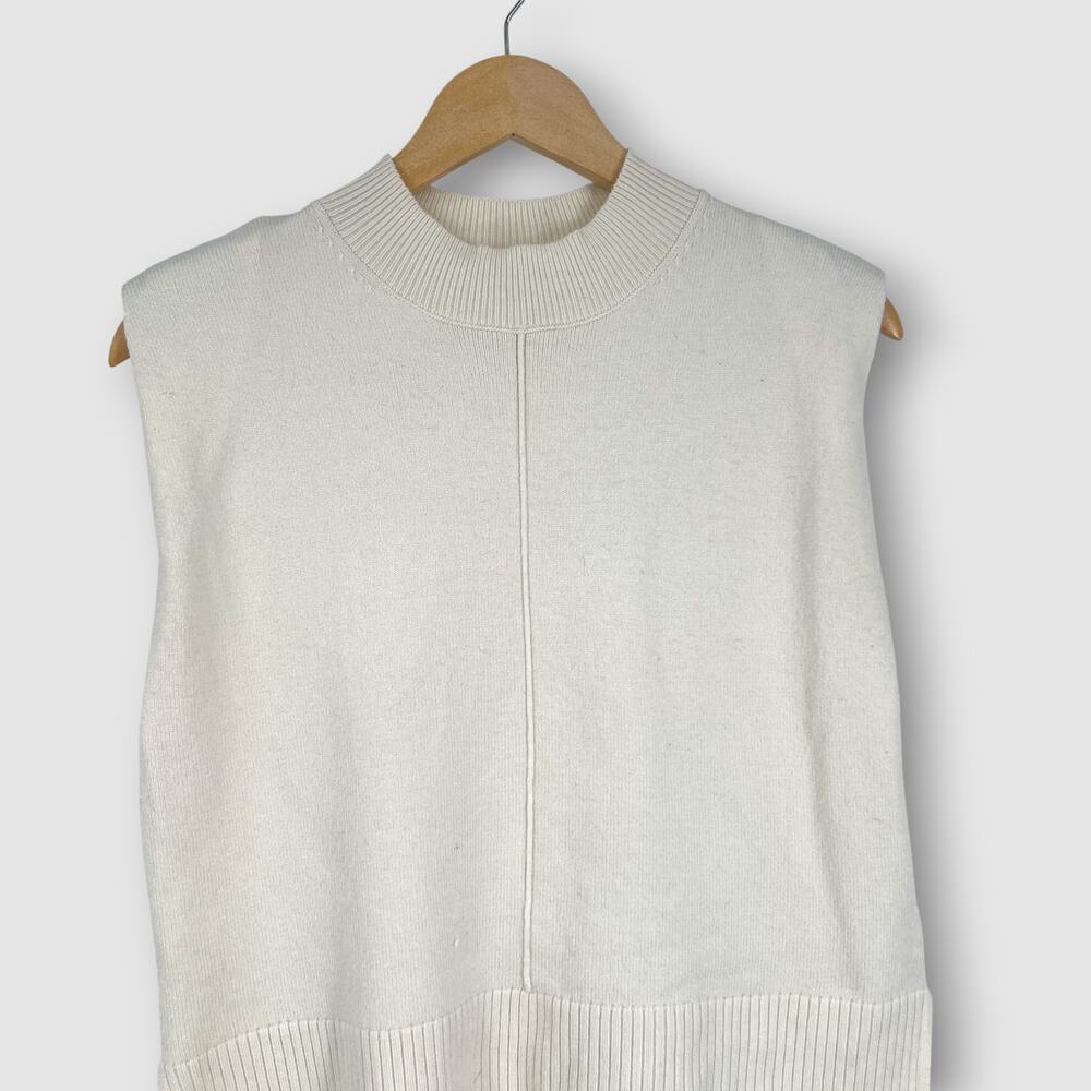 Three Dots Sleeveless Knit Sweater Vest Cream Minimalist Size Small - Picture 6 of 7